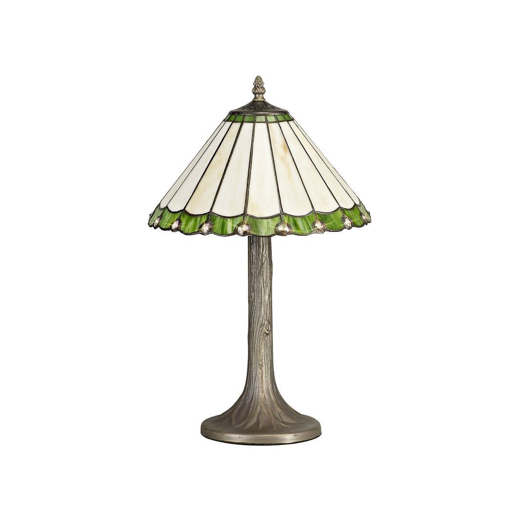 Nelson Lighting NLK02399 Umbrian 1 Light Tree Like Table Lamp With 30cm Tiffany Shade Green/Chrome/Crystal/Brass