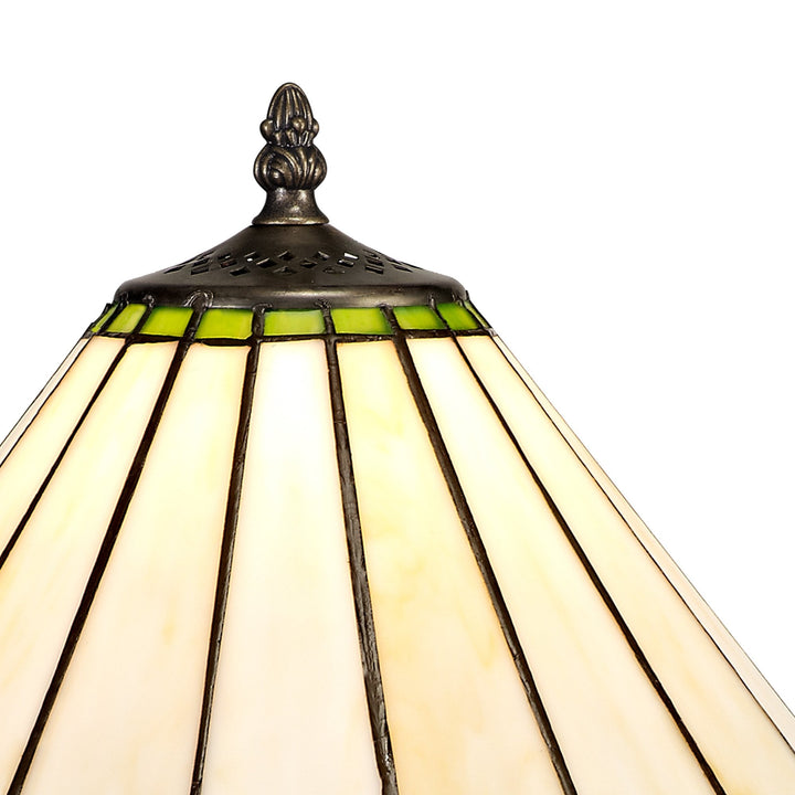 Nelson Lighting NLK02419 Umbrian 1 Light Octagonal Table Lamp With 30cm Tiffany Shade Green/Chrome/Crystal/Brass