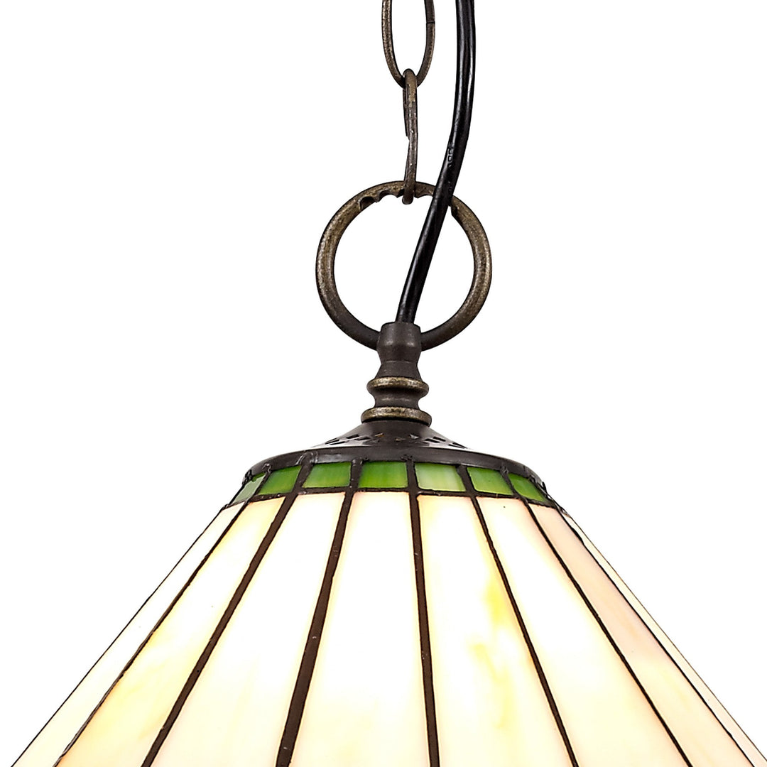 Nelson Lighting NLK02429 Umbrian 1 Light Down Lighter Pendant With 30cm Tiffany Shade Green/Chrome/Crystal/Brass