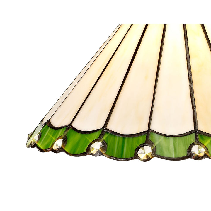 Nelson Lighting NLK02429 Umbrian 1 Light Down Lighter Pendant With 30cm Tiffany Shade Green/Chrome/Crystal/Brass