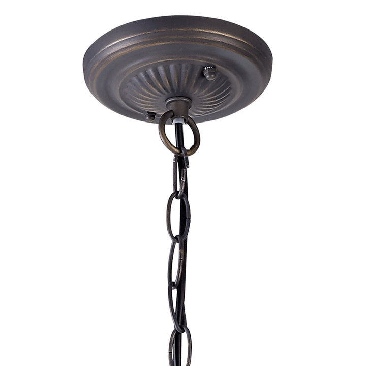 Nelson Lighting NLK02439 Umbrian 2 Light Down Lighter Pendant With 30cm Tiffany Shade Green/Chrome/Crystal/Brass