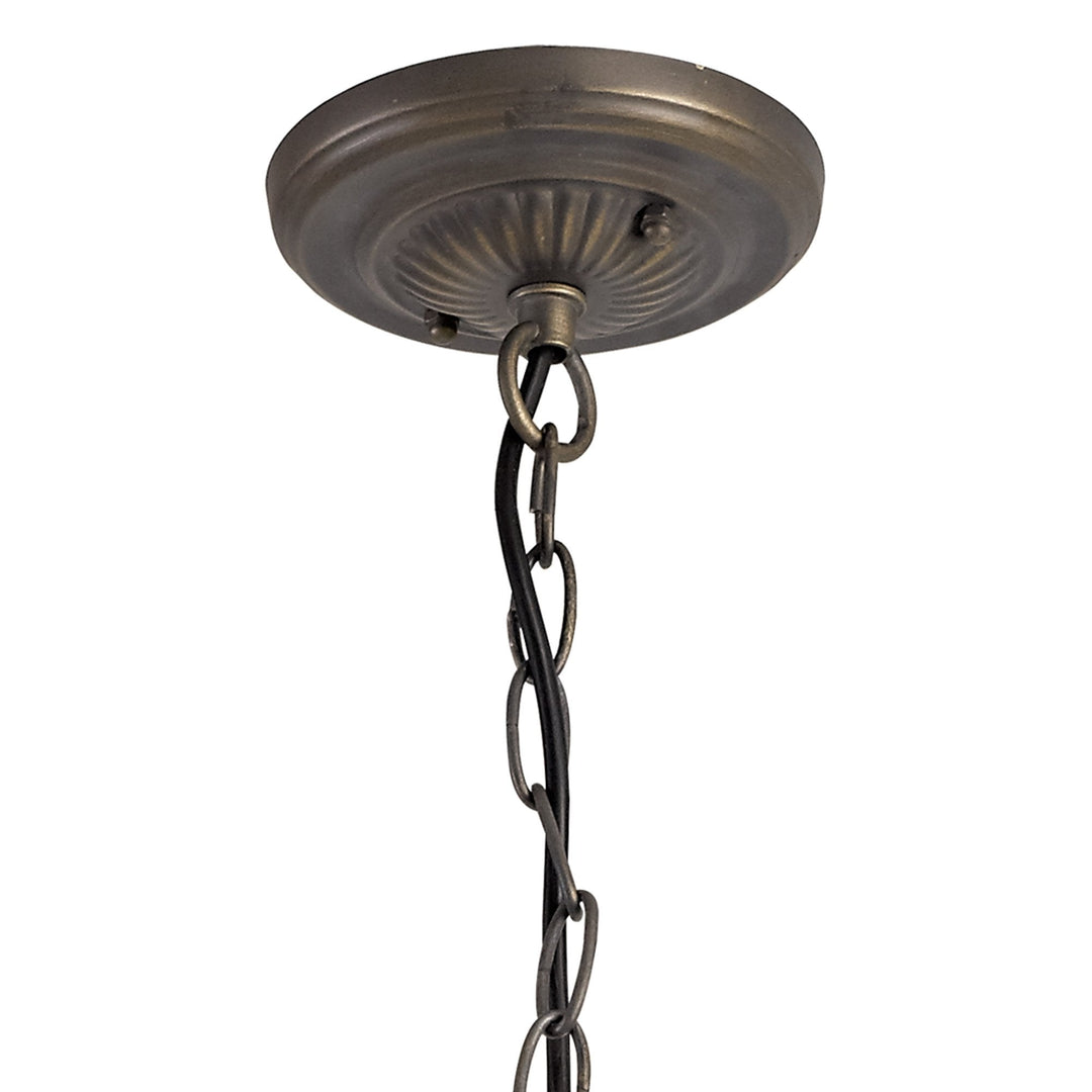 Nelson Lighting NLK02449 Umbrian 3 Light Down Lighter Pendant With 30cm Tiffany Shade Green/Chrome/Crystal/Brass