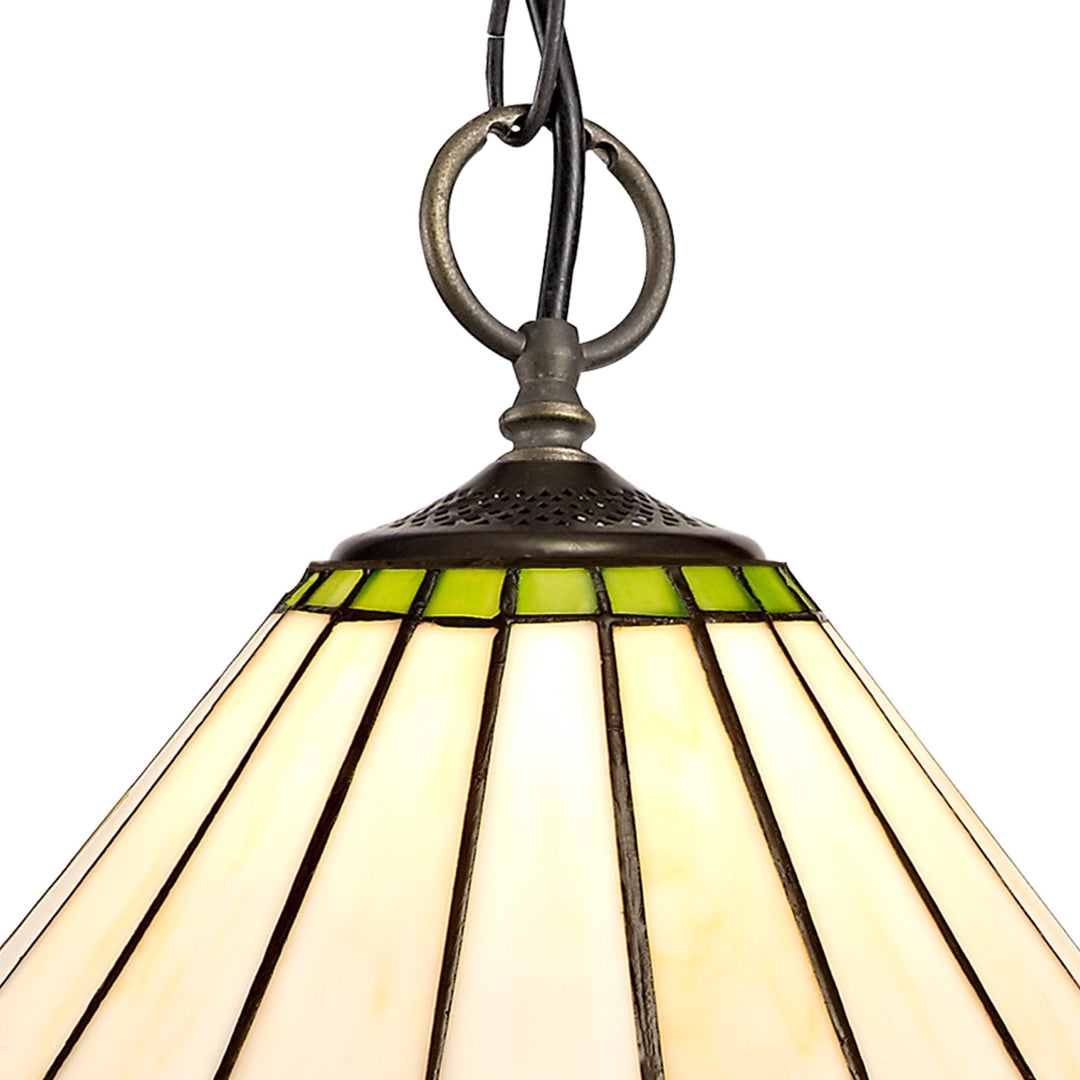 Nelson Lighting NLK02449 Umbrian 3 Light Down Lighter Pendant With 30cm Tiffany Shade Green/Chrome/Crystal/Brass