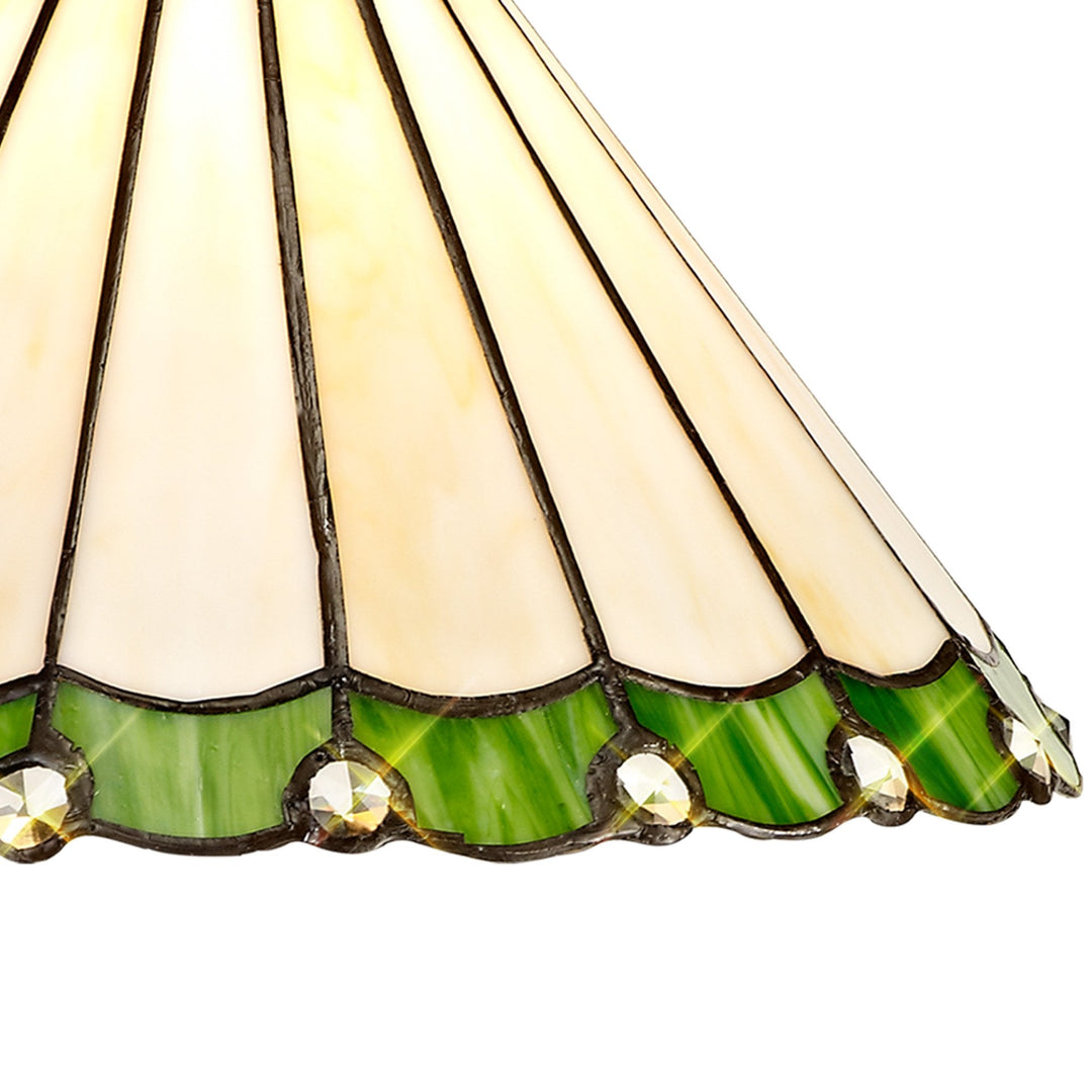 Nelson Lighting NLK02449 Umbrian 3 Light Down Lighter Pendant With 30cm Tiffany Shade Green/Chrome/Crystal/Brass