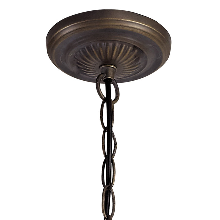 Nelson Lighting NLK02479 Umbrian 2 Light Up Lighter Pendant With 30cm Tiffany Shade Green/Chrome/Antique Brass