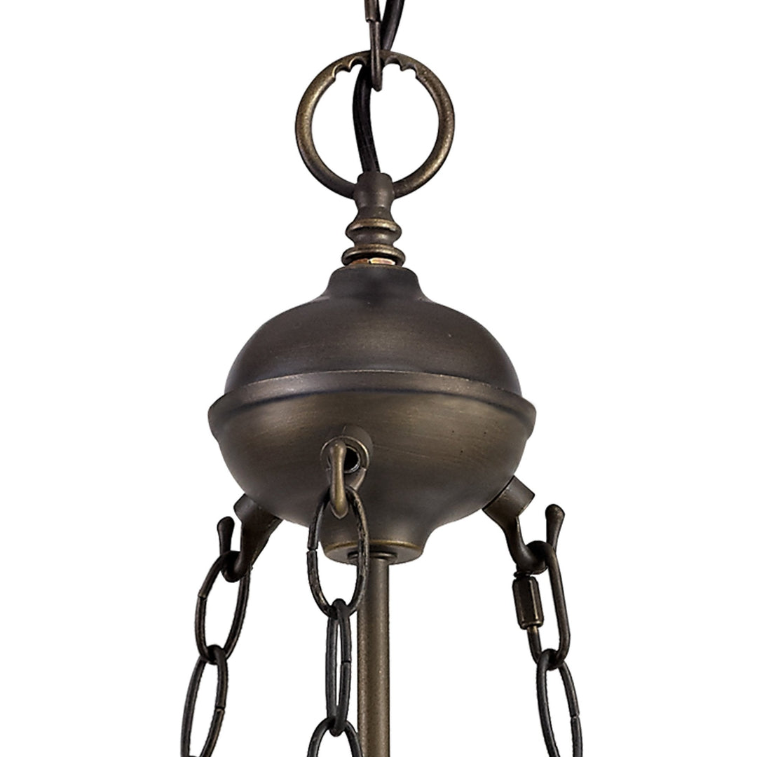 Nelson Lighting NLK02479 Umbrian 2 Light Up Lighter Pendant With 30cm Tiffany Shade Green/Chrome/Antique Brass