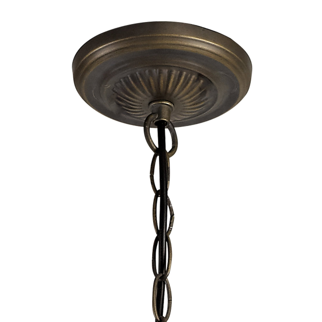 Nelson Lighting NLK02489 Umbrian 3 Light Up Lighter Pendant With 30cm Tiffany Shade Green/Chrome/Antique Brass