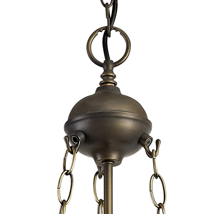 Nelson Lighting NLK02489 Umbrian 3 Light Up Lighter Pendant With 30cm Tiffany Shade Green/Chrome/Antique Brass