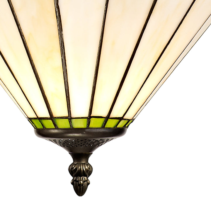 Nelson Lighting NLK02489 Umbrian 3 Light Up Lighter Pendant With 30cm Tiffany Shade Green/Chrome/Antique Brass