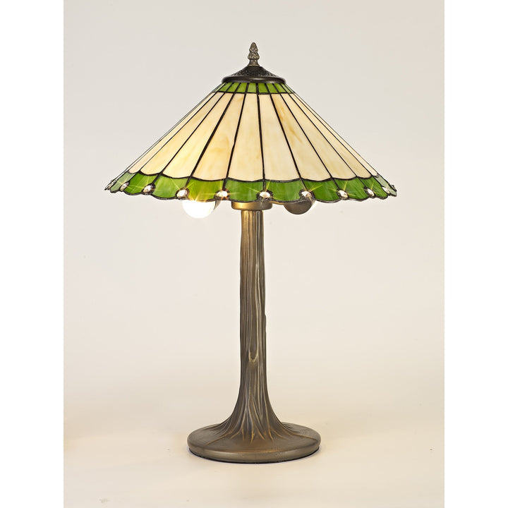Nelson Lighting NLK02499 Umbrian 2 Light Tree Like Table Lamp With 40cm Tiffany Shade Green/Chrome/Crystal/Brass