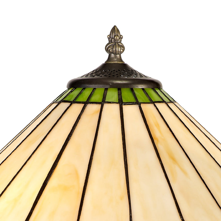 Nelson Lighting NLK02519 Umbrian 2 Light Octagonal Table Lamp With 40cm Tiffany Shade Green/Chrome/Crystal/Brass