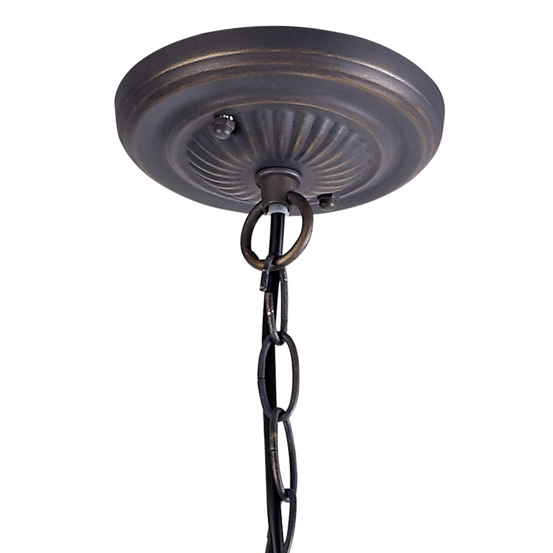 Nelson Lighting NLK02529 Umbrian 1 Light Down Lighter Pendant With 40cm Tiffany Shade Green/Chrome/Crystal/Brass