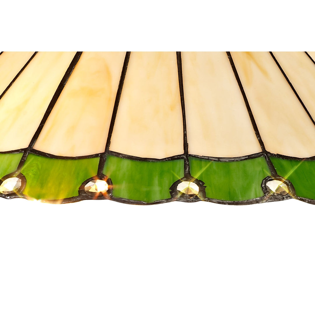 Nelson Lighting NLK02529 Umbrian 1 Light Down Lighter Pendant With 40cm Tiffany Shade Green/Chrome/Crystal/Brass