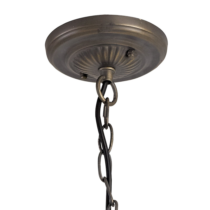 Nelson Lighting NLK02549 Umbrian 3 Light Down Lighter Pendant With 40cm Tiffany Shade Green/Chrome/Crystal/Brass