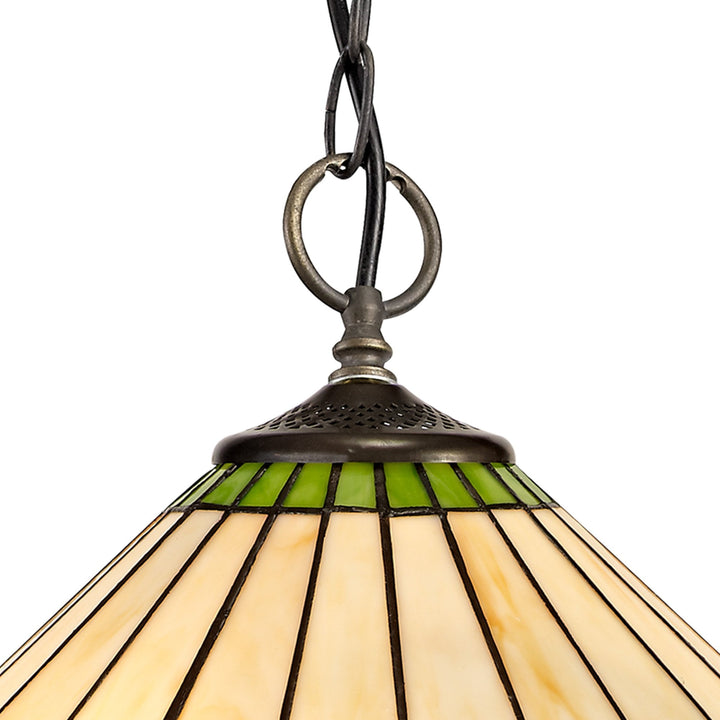 Nelson Lighting NLK02549 Umbrian 3 Light Down Lighter Pendant With 40cm Tiffany Shade Green/Chrome/Crystal/Brass