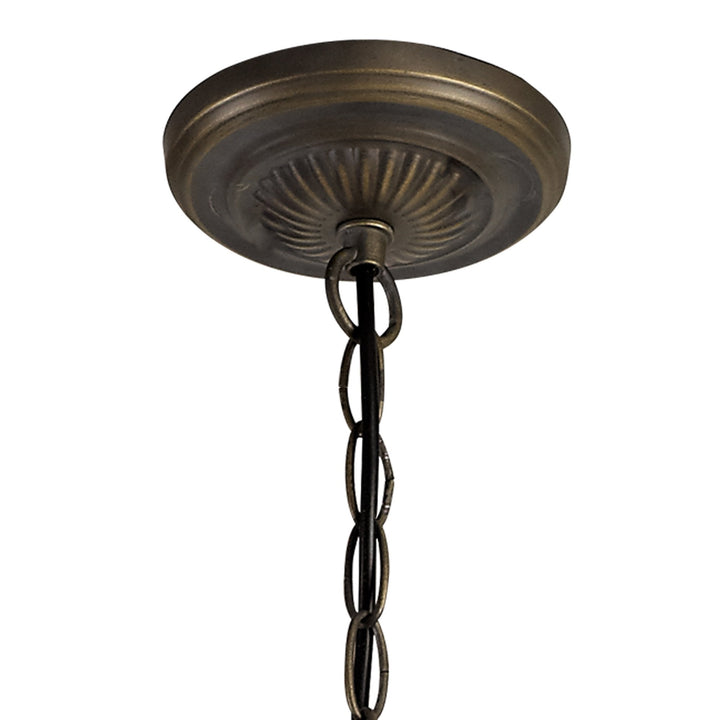 Nelson Lighting NLK02569 Umbrian 3 Light Up Lighter Pendant With 40cm Tiffany Shade Green/Chrome/Antique Brass