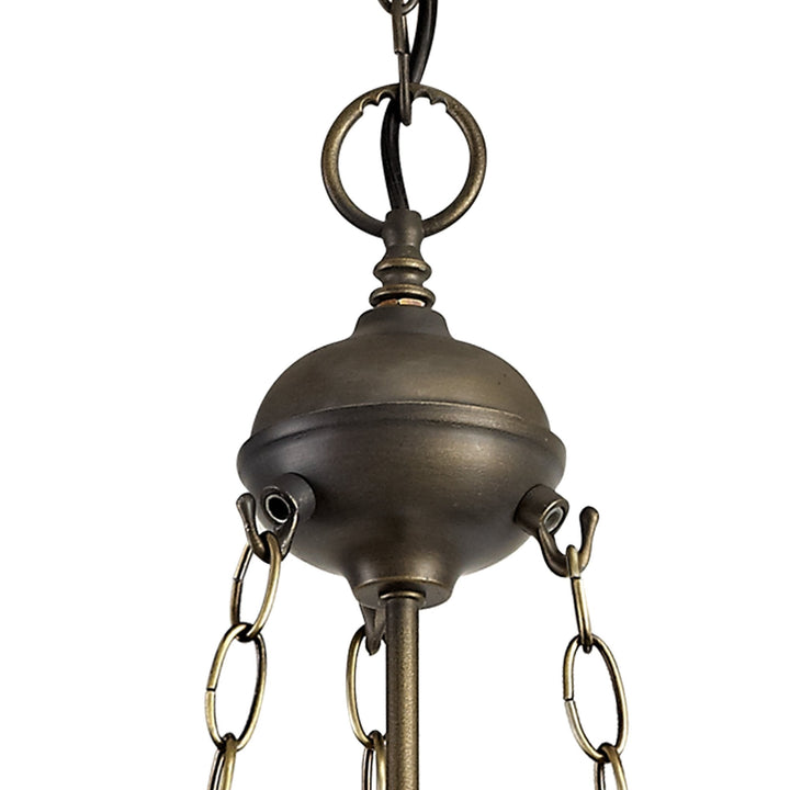 Nelson Lighting NLK02569 Umbrian 3 Light Up Lighter Pendant With 40cm Tiffany Shade Green/Chrome/Antique Brass