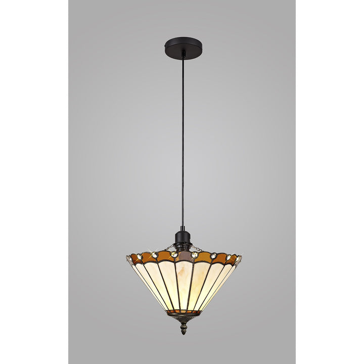 Nelson Lighting NLK02609 Umbrian 1 Light Up Lighter Pendant With 30cm Tiffany Shade Amber/Chrome/Crystal/Black