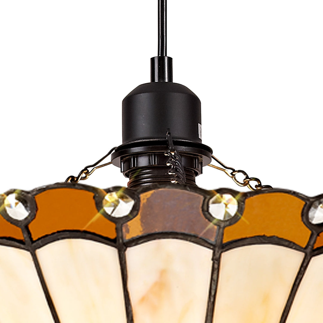 Nelson Lighting NLK02609 Umbrian 1 Light Up Lighter Pendant With 30cm Tiffany Shade Amber/Chrome/Crystal/Black