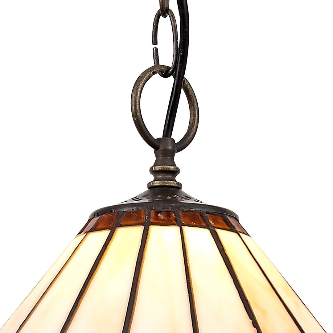 Nelson Lighting NLK02649 Umbrian 1 Light Down Lighter Pendant With 30cm Tiffany Shade Amber/Chrome/Crystal/Brass