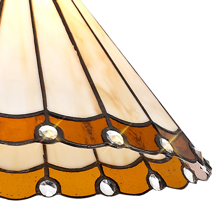 Nelson Lighting NLK02649 Umbrian 1 Light Down Lighter Pendant With 30cm Tiffany Shade Amber/Chrome/Crystal/Brass