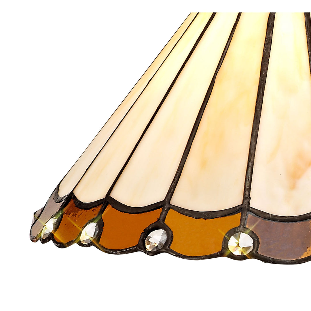 Nelson Lighting NLK02649 Umbrian 1 Light Down Lighter Pendant With 30cm Tiffany Shade Amber/Chrome/Crystal/Brass