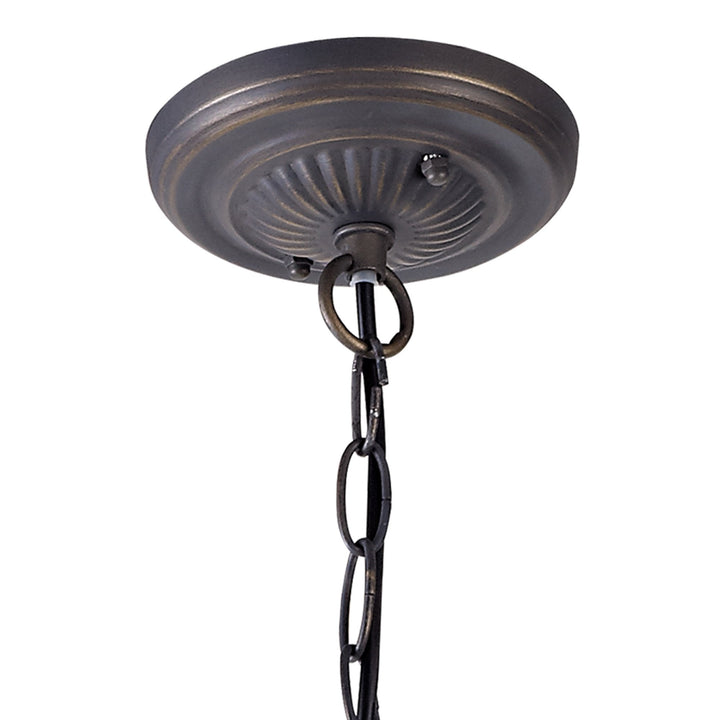 Nelson Lighting NLK02659 Umbrian 2 Light Down Lighter Pendant With 30cm Tiffany Shade Amber/Chrome/Crystal/Brass