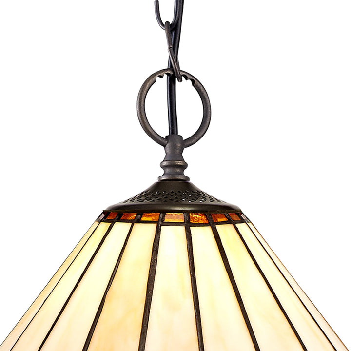 Nelson Lighting NLK02659 Umbrian 2 Light Down Lighter Pendant With 30cm Tiffany Shade Amber/Chrome/Crystal/Brass