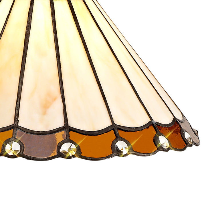 Nelson Lighting NLK02659 Umbrian 2 Light Down Lighter Pendant With 30cm Tiffany Shade Amber/Chrome/Crystal/Brass