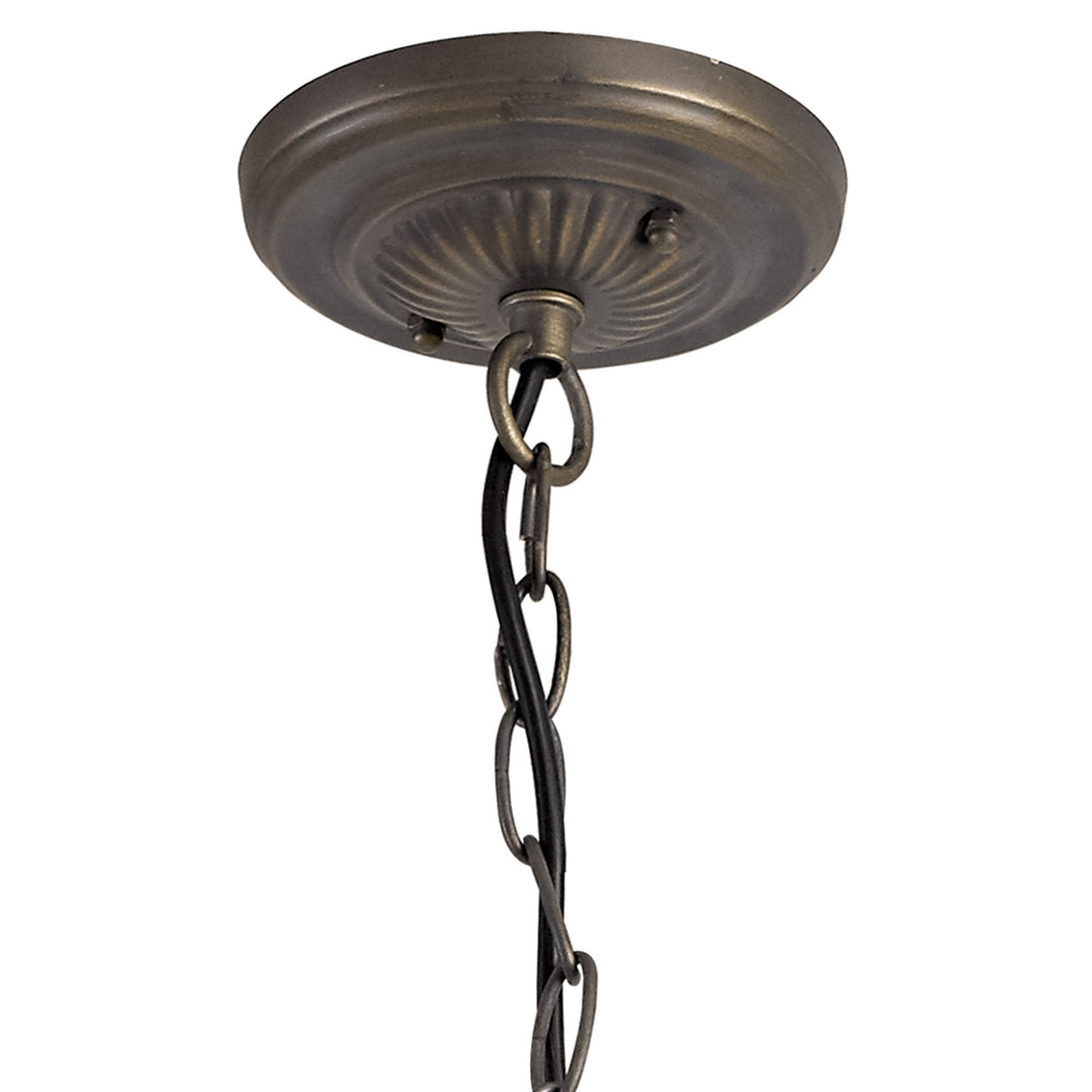 Nelson Lighting NLK02669 Umbrian 3 Light Down Lighter Pendant With 30cm Tiffany Shade Amber/Chrome/Crystal/Brass