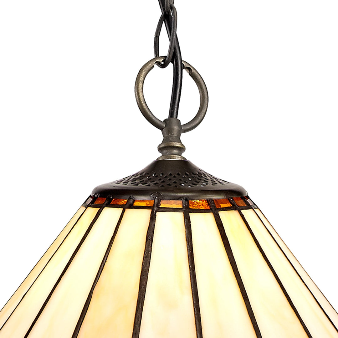 Nelson Lighting NLK02669 Umbrian 3 Light Down Lighter Pendant With 30cm Tiffany Shade Amber/Chrome/Crystal/Brass