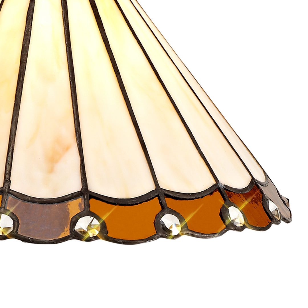 Nelson Lighting NLK02669 Umbrian 3 Light Down Lighter Pendant With 30cm Tiffany Shade Amber/Chrome/Crystal/Brass