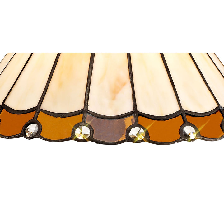 Nelson Lighting NLK02679 Umbrian 2 Light Semi Ceiling With 30cm Tiffany Shade Amber/Chrome/Antique Brass