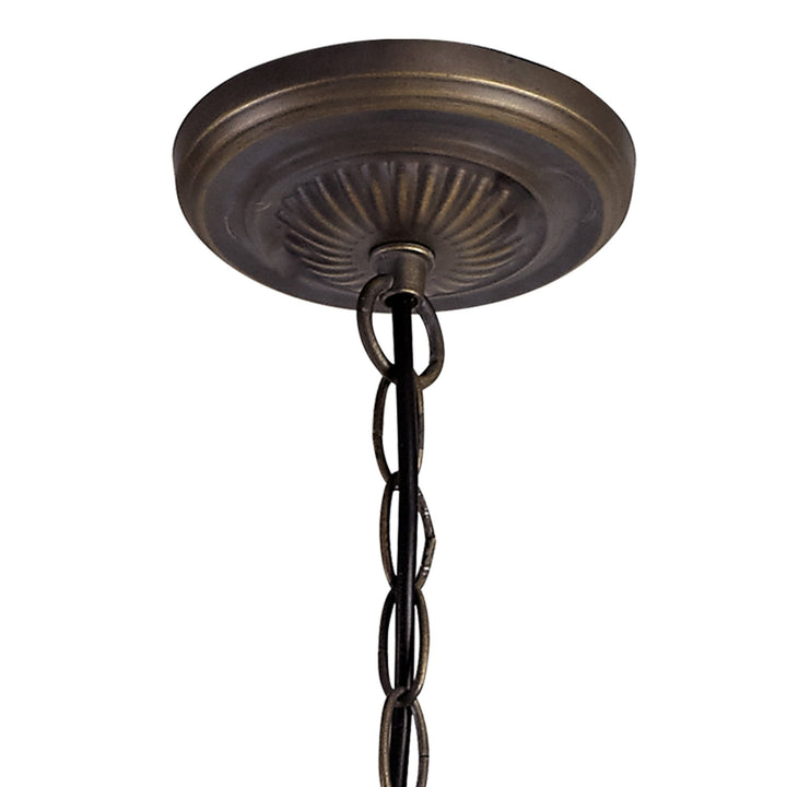 Nelson Lighting NLK02699 Umbrian 2 Light Up Lighter Pendant With 30cm Tiffany Shade Amber/Chrome/Antique Brass