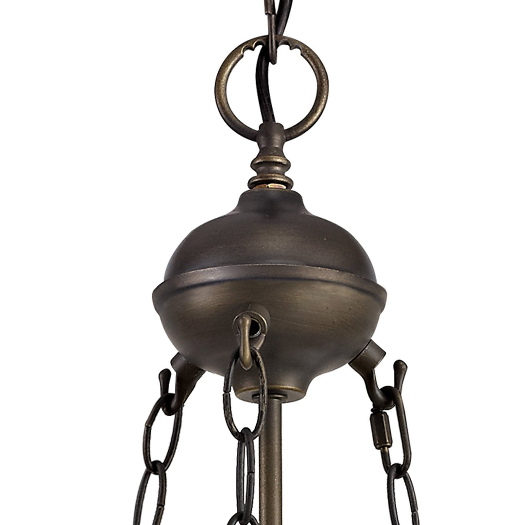 Nelson Lighting NLK02699 Umbrian 2 Light Up Lighter Pendant With 30cm Tiffany Shade Amber/Chrome/Antique Brass