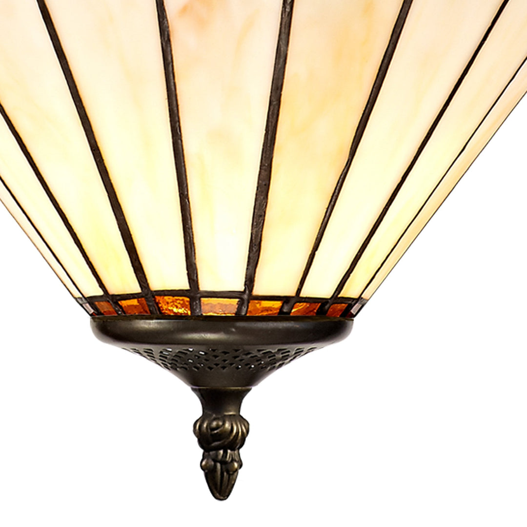 Nelson Lighting NLK02699 Umbrian 2 Light Up Lighter Pendant With 30cm Tiffany Shade Amber/Chrome/Antique Brass