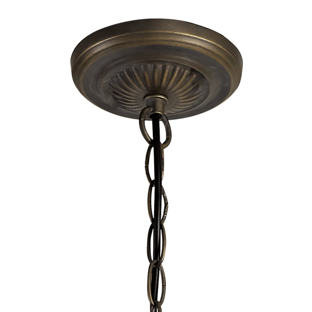 Nelson Lighting NLK02709 Umbrian 3 Light Up Lighter Pendant With 30cm Tiffany Shade Amber/Chrome/Antique Brass