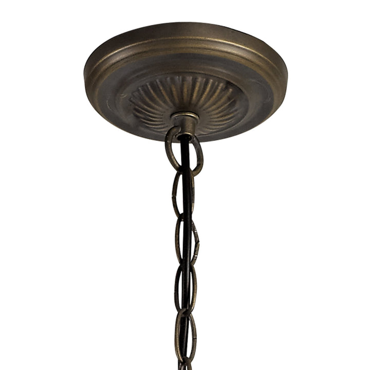 Nelson Lighting NLK02709 Umbrian 3 Light Up Lighter Pendant With 30cm Tiffany Shade Amber/Chrome/Antique Brass