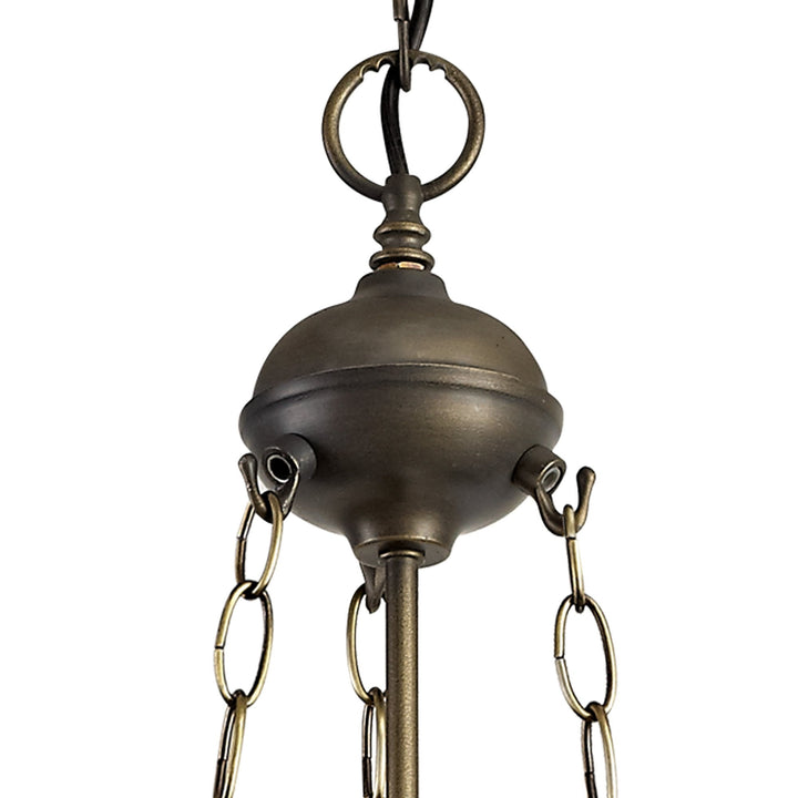 Nelson Lighting NLK02709 Umbrian 3 Light Up Lighter Pendant With 30cm Tiffany Shade Amber/Chrome/Antique Brass