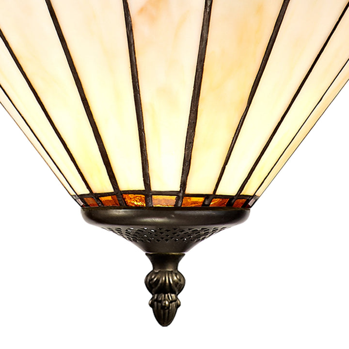 Nelson Lighting NLK02709 Umbrian 3 Light Up Lighter Pendant With 30cm Tiffany Shade Amber/Chrome/Antique Brass