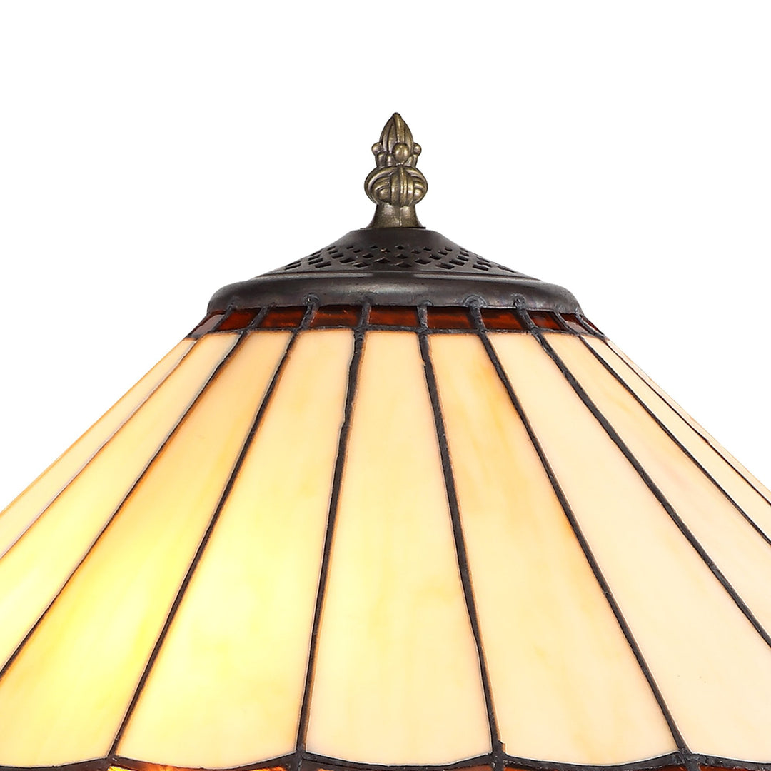 Nelson Lighting NLK02739 Umbrian 2 Light Octagonal Table Lamp With 40cm Tiffany Shade Amber/Chrome/Crystal/Brass