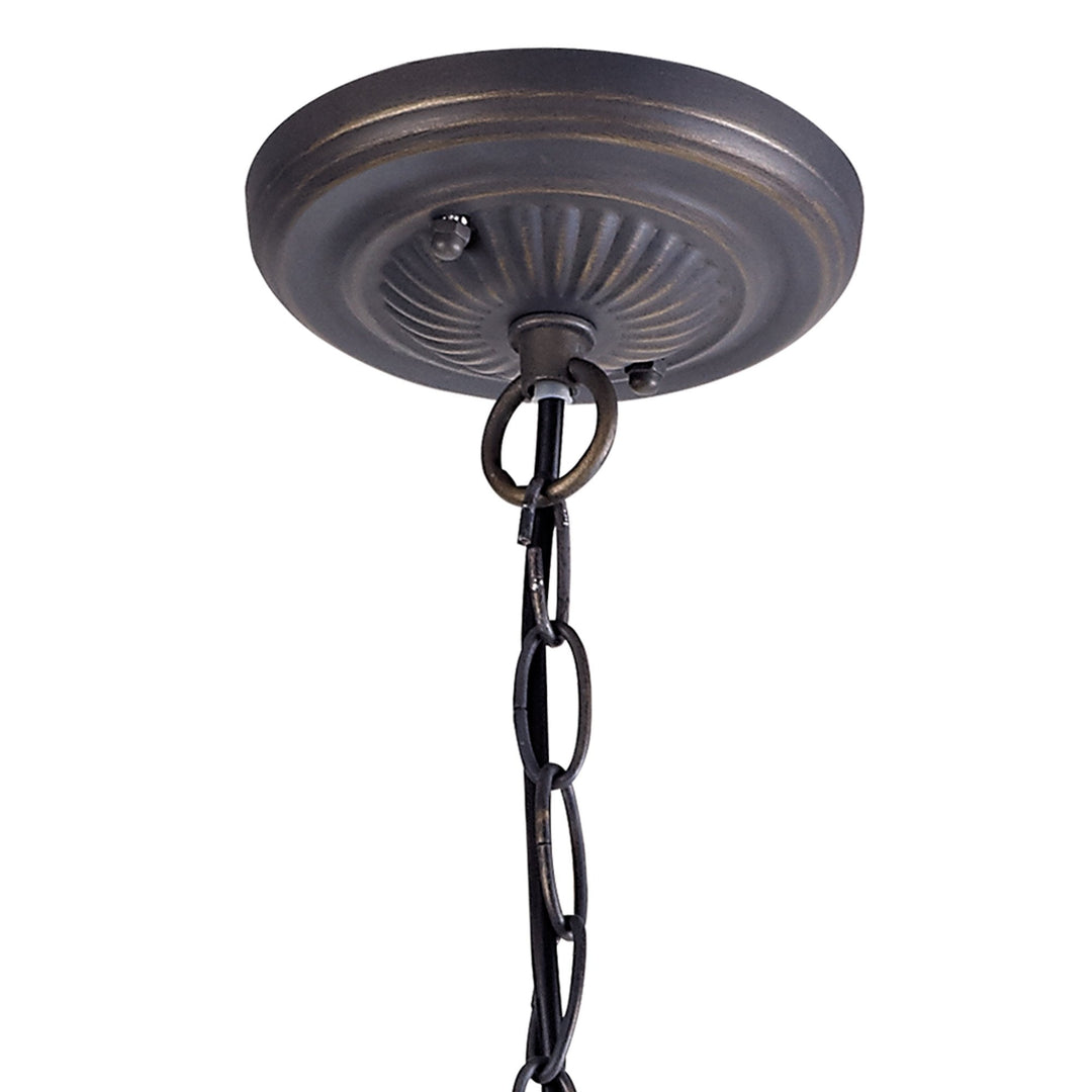 Nelson Lighting NLK02749 Umbrian 1 Light Down Lighter Pendant With 40cm Tiffany Shade Amber/Chrome/Crystal/Brass