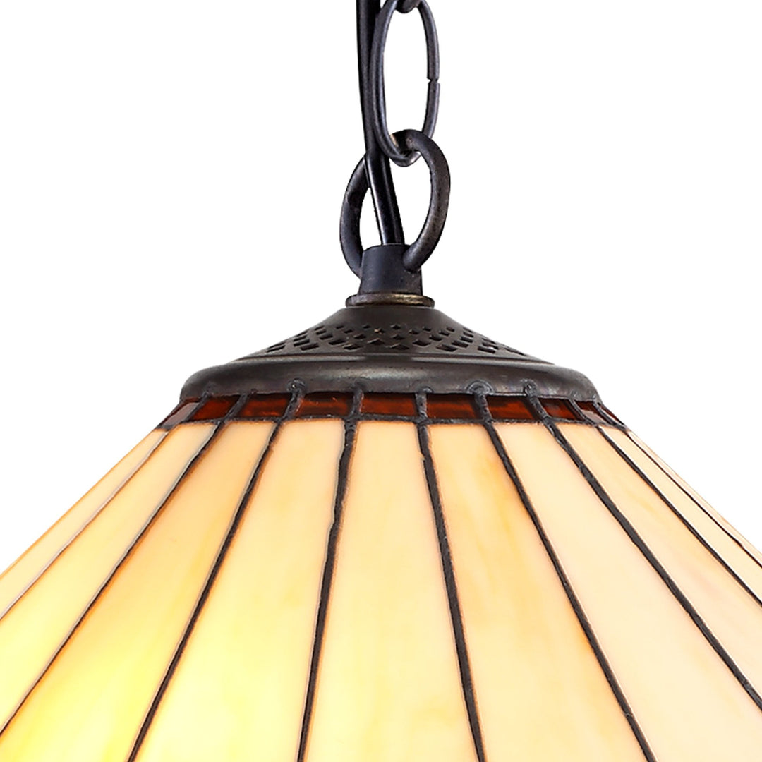 Nelson Lighting NLK02749 Umbrian 1 Light Down Lighter Pendant With 40cm Tiffany Shade Amber/Chrome/Crystal/Brass