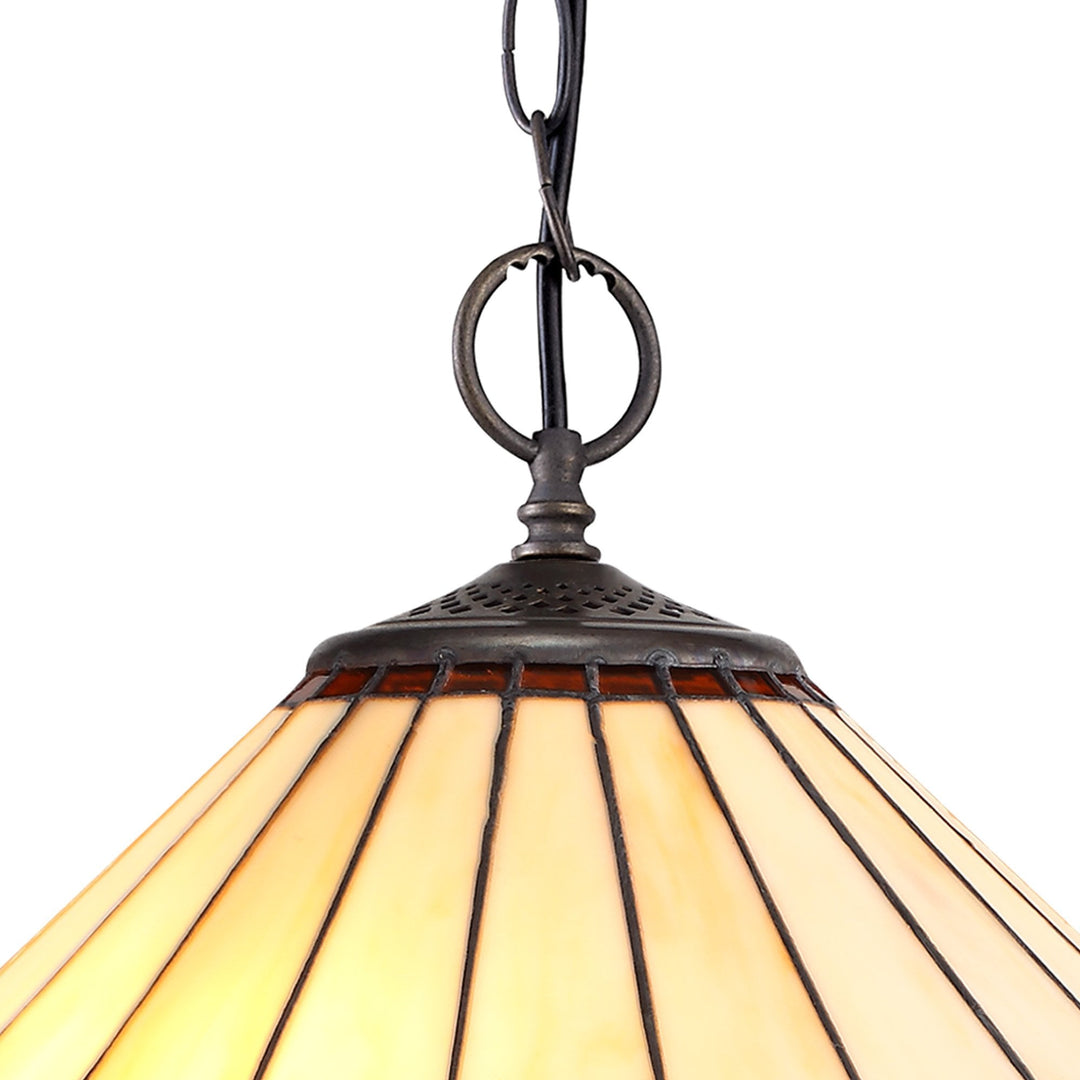 Nelson Lighting NLK02759 Umbrian 2 Light Down Lighter Pendant With 40cm Tiffany Shade Amber/Chrome/Crystal/Brass