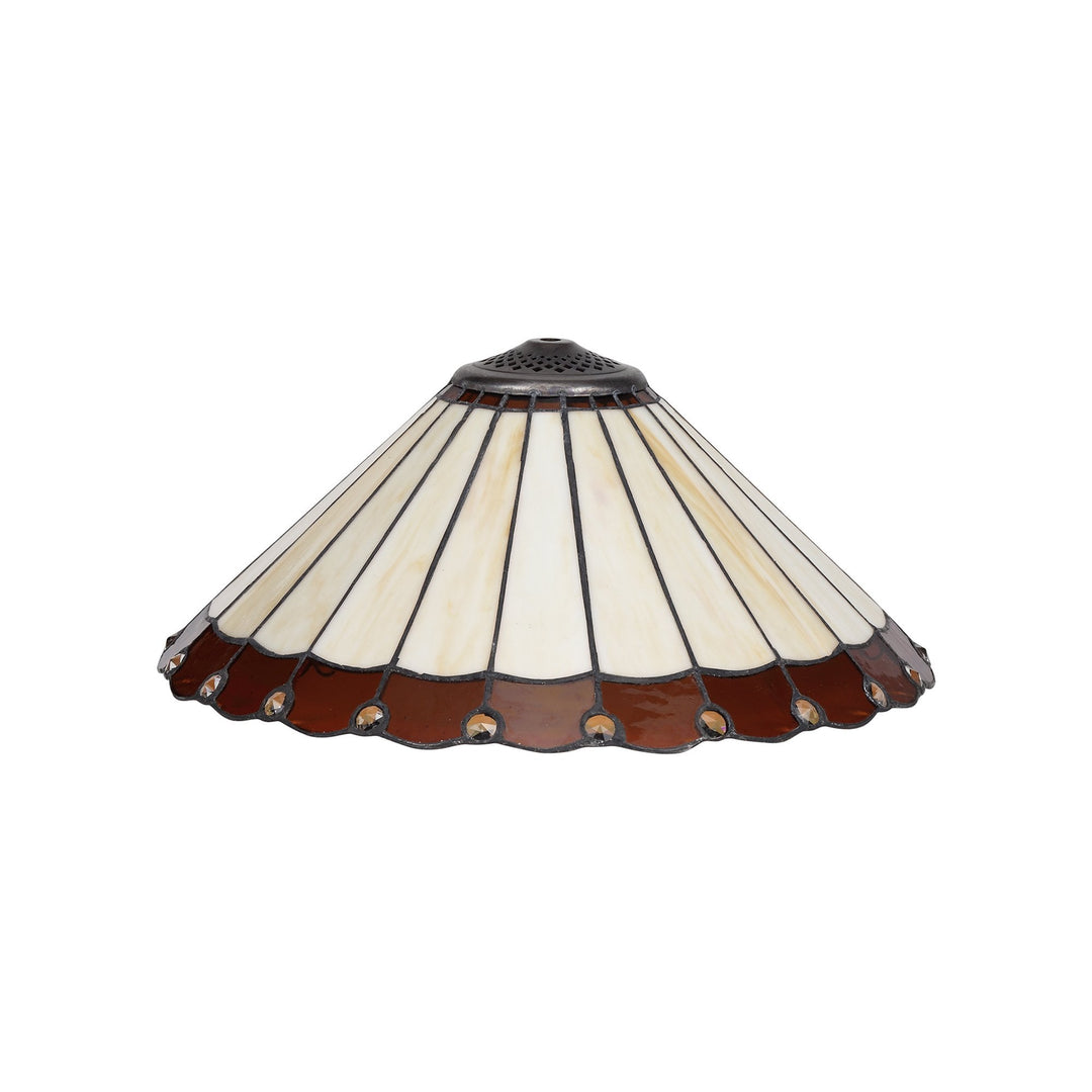 Nelson Lighting NLK02759 Umbrian 2 Light Down Lighter Pendant With 40cm Tiffany Shade Amber/Chrome/Crystal/Brass