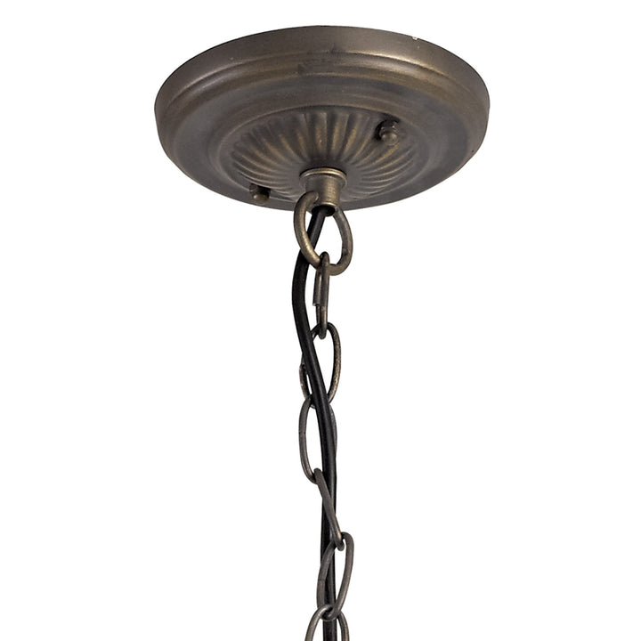 Nelson Lighting NLK02769 Umbrian 3 Light Down Lighter Pendant With 40cm Tiffany Shade Amber/Chrome/Crystal/Brass