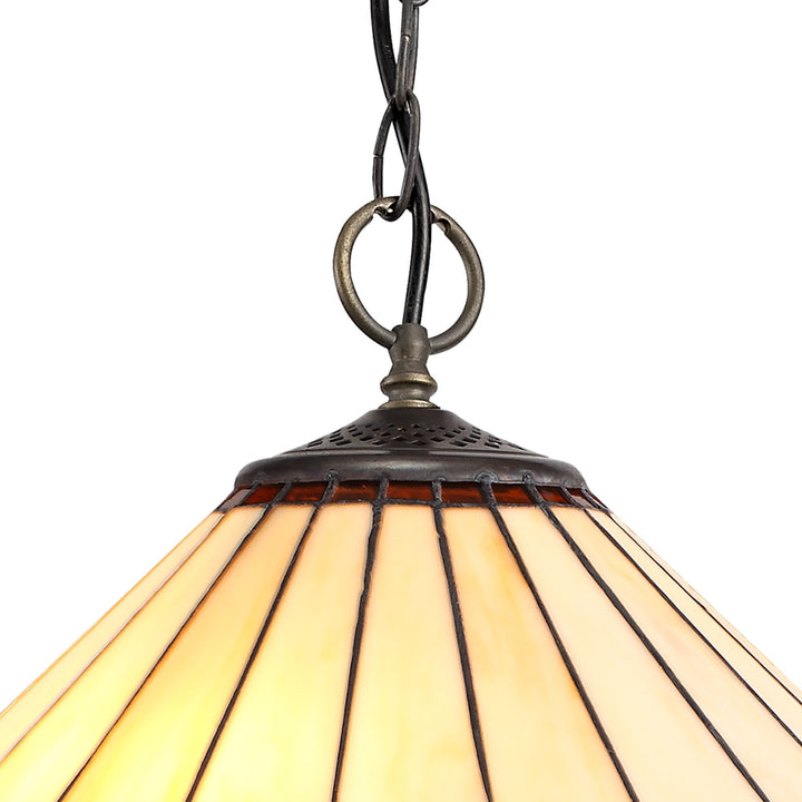 Nelson Lighting NLK02769 Umbrian 3 Light Down Lighter Pendant With 40cm Tiffany Shade Amber/Chrome/Crystal/Brass