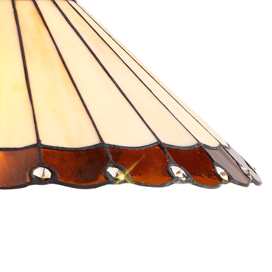 Nelson Lighting NLK02769 Umbrian 3 Light Down Lighter Pendant With 40cm Tiffany Shade Amber/Chrome/Crystal/Brass