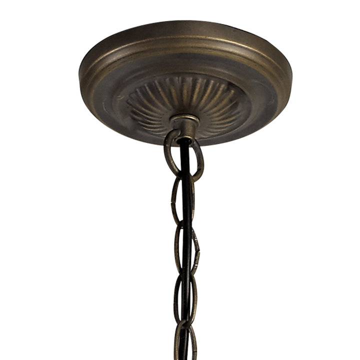 Nelson Lighting NLK02789 Umbrian 3 Light Up Lighter Pendant With 40cm Tiffany Shade Amber/Chrome/Antique Brass