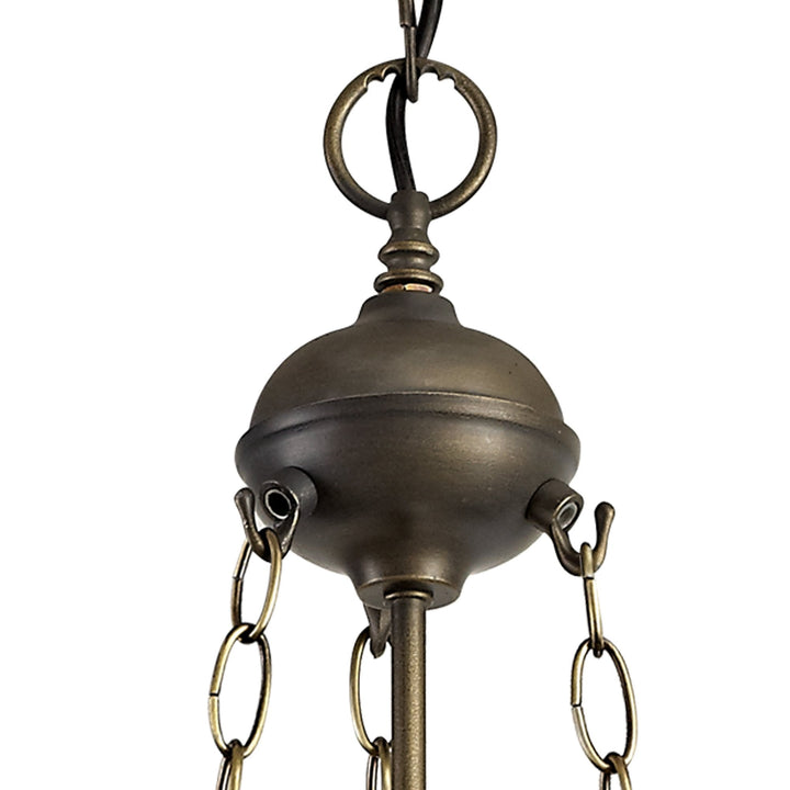 Nelson Lighting NLK02789 Umbrian 3 Light Up Lighter Pendant With 40cm Tiffany Shade Amber/Chrome/Antique Brass